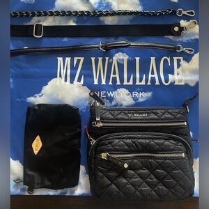 MZ Wallace Black Quilted Downtown Crosby Crossbody